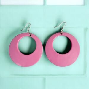 Earrings Vintage Raspberry Pink Hoop Lightweight & Comfortable